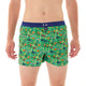 Mc Alson Boxershort met binnenbroek Mamma Mia Green M5337 groen, groene boxershort met Italiaanse print en blauwe boord.