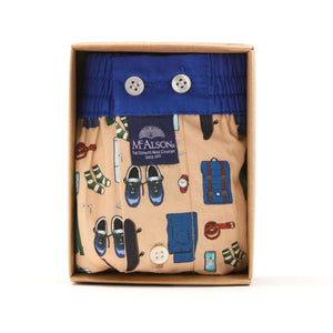 McAlson Boxershort met binnenbroek Modern Man Essentials beige M5257 in verpakking met leuke print en blauwe boord.