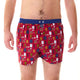McAlson Boxershort met binnenbroek ModernMan Essentials burgund M5258, rode boxer met print en donkerblauwe boord.