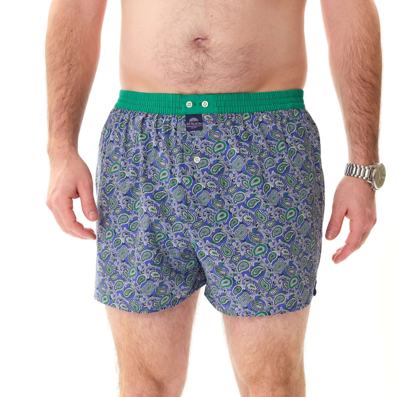 McAlson boxershort met paisleyprint in blauw en groen, comfortabel en stijlvol, ideaal voor elke man.