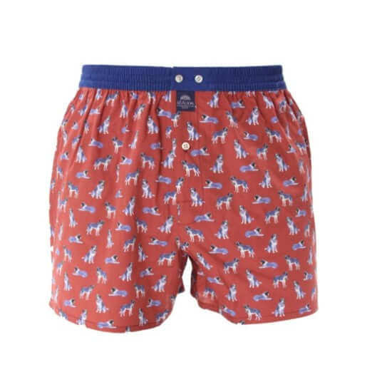 McAlson Boxershort met binnenbroek Paisley navy & burgundy M5245, blauwe boxershort met paisleyprint.
