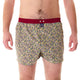 Gele wijde boxershort met paisleyprint en donkerrode boord, comfortabel met inside support.