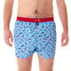 McAlson Boxershort met binnenbroek Racecar light blue M5254, blauwe boxershort met raceautoprint en rode boord.