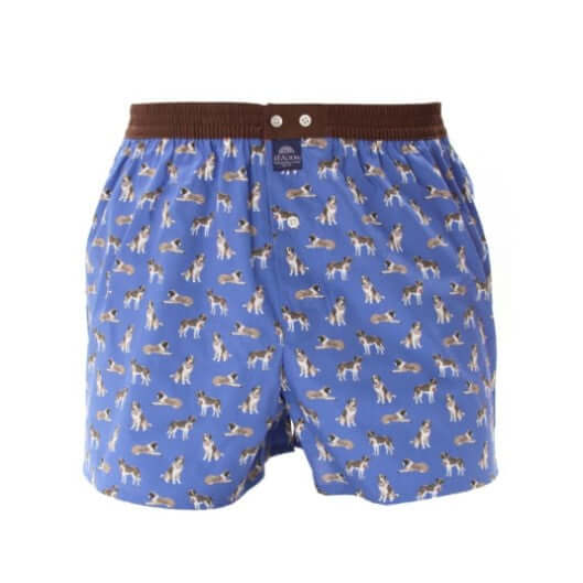McAlson boxershort met Sint Bernhardsprint in blauw met bruin, comfortabele pasvorm en inside support.
