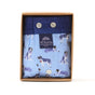 McAlson boxershort in lichtblauw met Saint Bernard print, verpakt in een doos.