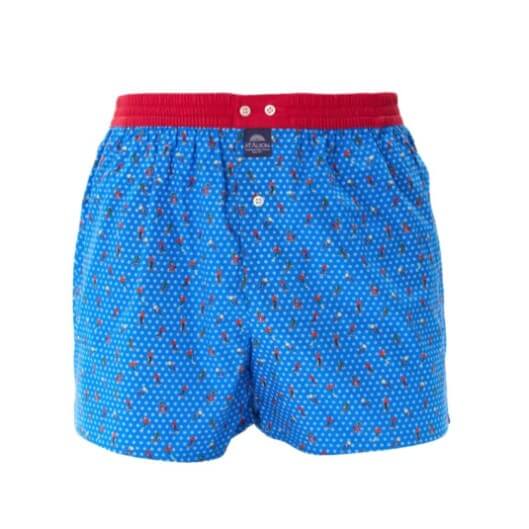 McAlson Boxershort met binnenbroek Skiërs blue M5263 - blauwe boxershort met skiprint en donkerrode boord