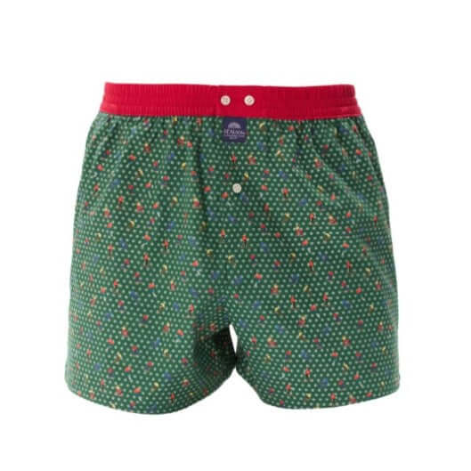 McAlson Boxershort met binnenbroek Skiërs green M5264 met skiprint en rode boord voor stijl en comfort.