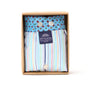 McAlson boxershort met strepen en lichtblauwe boord in verpakking.