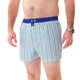 McAlson blauwe boxershort met groene en blauwe streepjes en donkerblauwe boord, ideaal voor comfort en stijl.