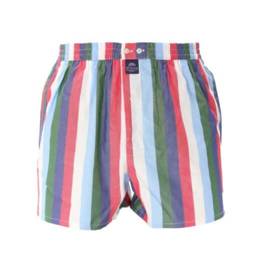 McAlson boxershort met strepen in lichtblauw, rood en groen, biedt stijl en comfort voor heren.