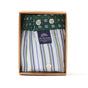 McAlson boxershort in lichtblauw en groen gestreept, met donkergroene boord in luxe verpakking.