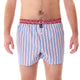 McAlson boxershort met streepjesprint in lichtblauw en navy met rode bloemenrand voor heren.