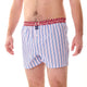 McAlson boxershort met streepjesprint in lichtblauw en navy, rode bloemen boord, comfortabel en stijlvol.