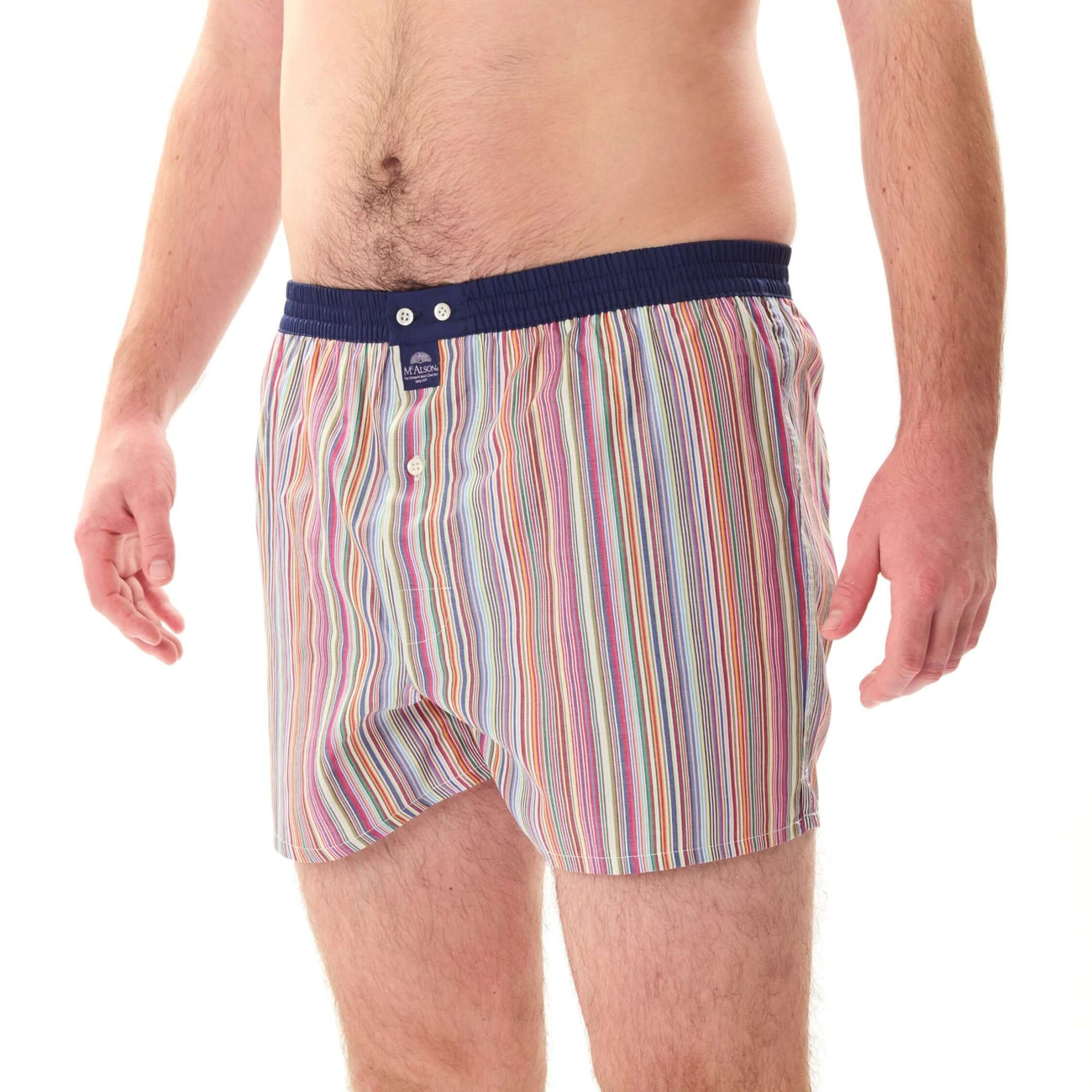 McAlson boxershort met streepjesprint en donkerblauwe boord voor stijl en comfort.