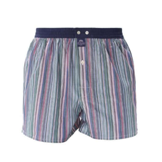 McAlson boxershort met streepjesprint in groen, multicolour en donkerblauwe boord, ideaal voor stijl en comfort.