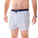 McAlson boxershort in navy en lichtblauw met streepjes, ontworpen voor comfort en stijl.
