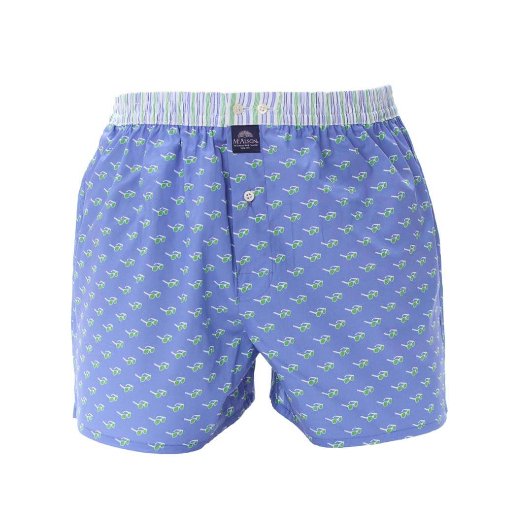 McAlson Boxershort met binnenbroek Sunglasses light blue M5162, blauwe boxershort met zonnebrillenprint.
