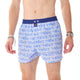 Blauwe boxershort met surfersprint, comfortabele pasvorm en binnenbroek, model Surfers Paradise.