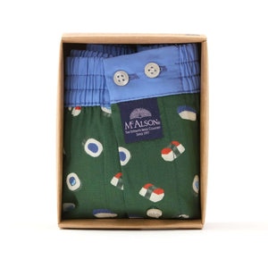 McAlson boxershort in groene sushiprint met lichtblauwe boord, stijlvol en comfortabel.