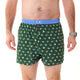 Groene boxershort met sushiprint en lichtblauwe boord, stijlvol en comfortabel met inside support.