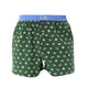 Groene boxershort met sushiprint en lichtblauwe boord, stijlvol en comfortabel.
