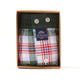 McAlson boxershort in tartan groene-rode ruitjes, stijlvol verpakt in een geschenkdoos met knopen.