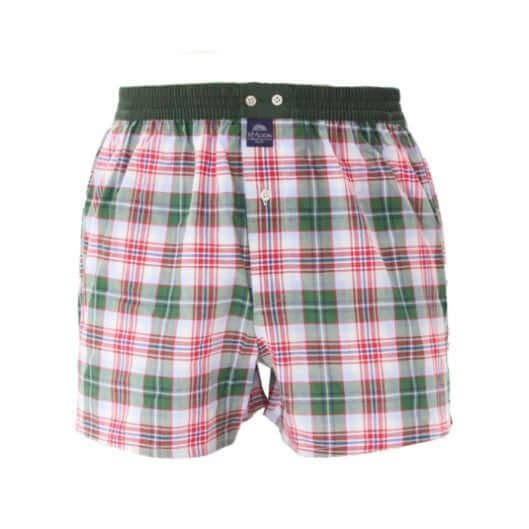 McAlson boxershort in tartan groen-rood en lichtblauw, stijlvol en comfortabel met onzichtbaar support systeem.