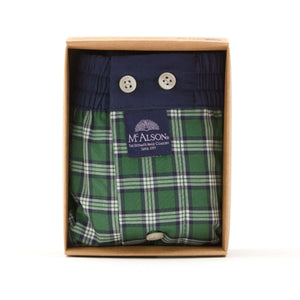 McAlson boxershort met tartanprint in groene kleuren, verpakt in een stijlvolle doos.