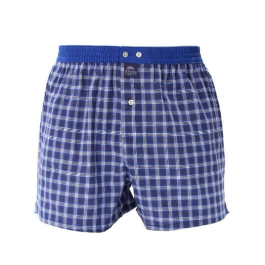 McAlson blauwe tartan boxershort met donkerblauwe boord, ideaal voor stijl en comfort.