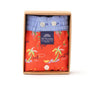 McAlson boxershort Tropics Red in verpakking met lichtblauwe boord en tropicalprint.