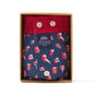 McAlson Boxershort met binnenbroek Venetian Masks navy M5251 in verpakking met Venetiaanse masker print.