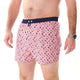 McAlson Boxershort met binnenbroek Venetian Masks pink M5250, roze boxershort met Veneziaanse maskers en donkerblauwe boord.