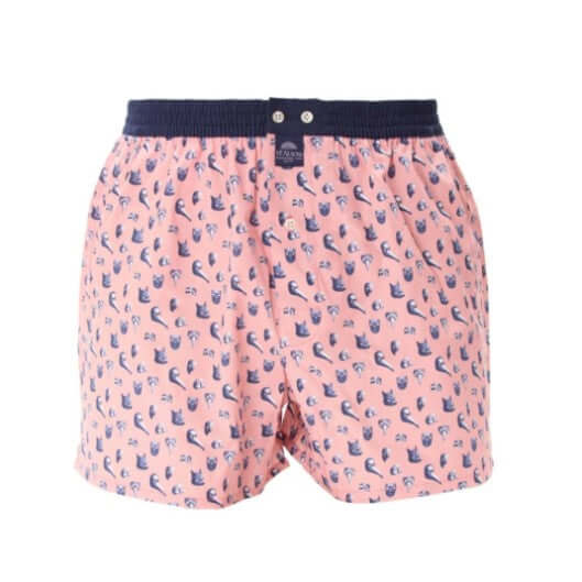 McAlson Boxershort met binnenbroek Venetian Masks pink M5250, roze wijde boxer met Veneziaanse maskers print.