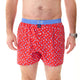 McAlson Boxershort met binnenbroek Venetian Masks red M5252 met maskerprint en blauwe boord.