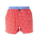 McAlson Boxershort met binnenbroek Venetian Masks red M5252, rode wijde boxer met maskerprint en blauwe boord.