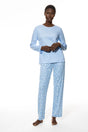 Mey 2-delige Pyjama Dames Flower Meadow 1240002 1116 blue silk