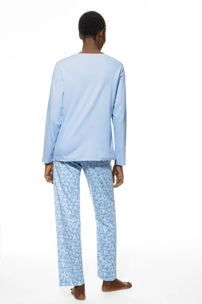 Mey 2-delige Pyjama Dames Flower Meadow 1240002 1116 blue silk