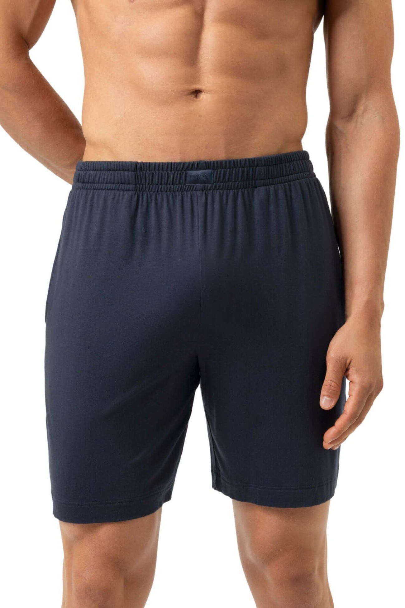 Mey Korte Broek Jefferson Heren 2220098 116 marine, zacht aanvoelende korte broek voor lounge en nacht.