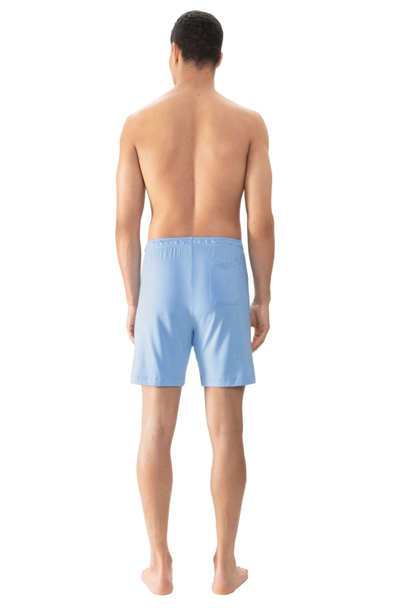 Mey Korte Broek Jefferson Heren 65651 1252 blue haze achterkant van model in blauwe korte broek.