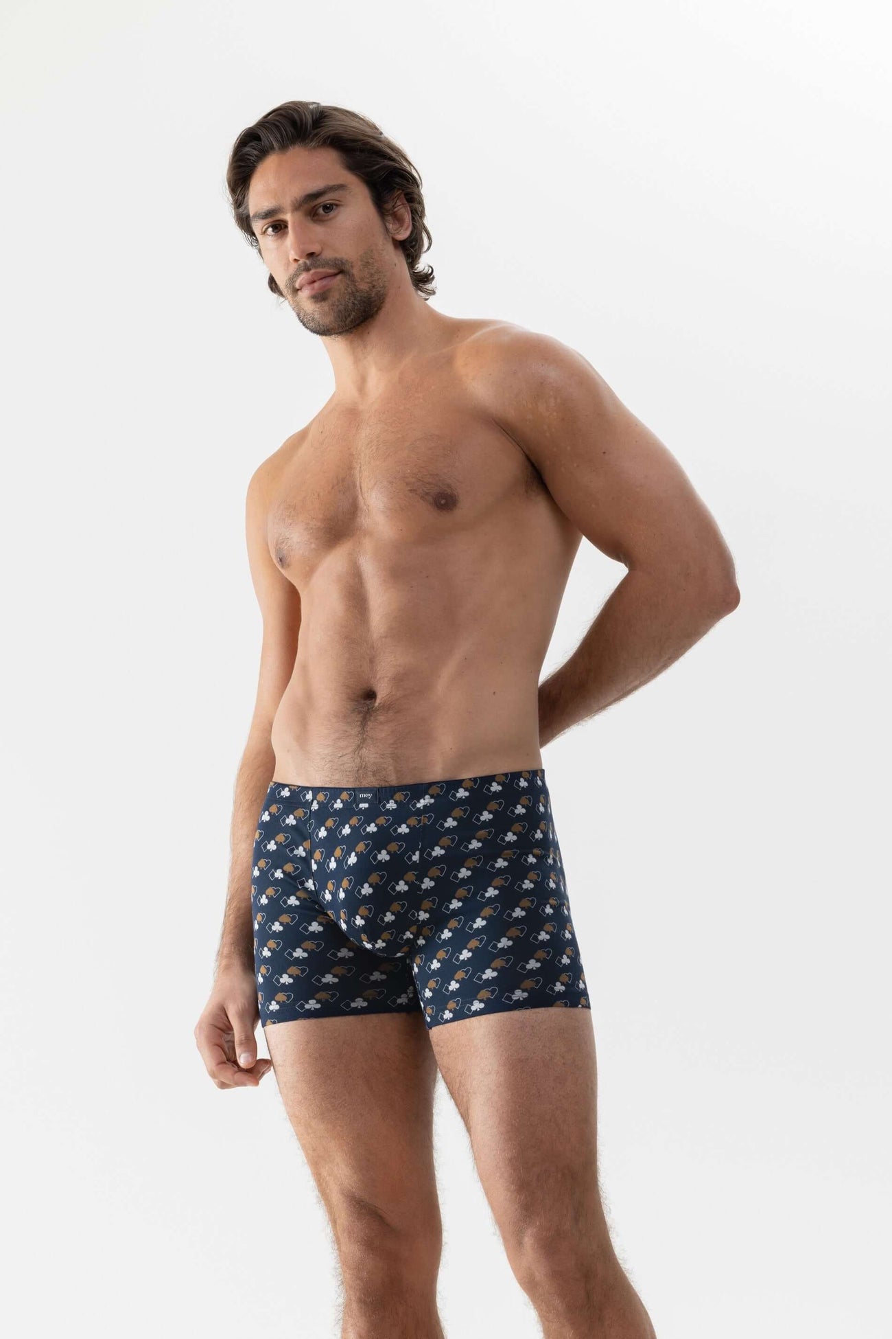 Mey Long Shorty Symbols Heren 37336 668 yacht blue Foto 34019