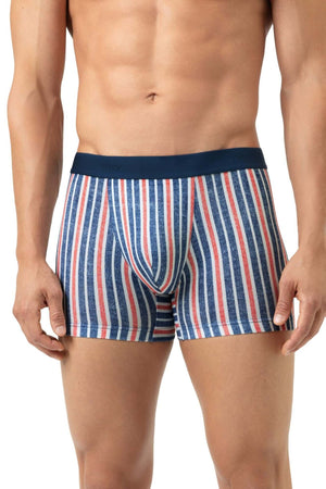 Mey Long Shorty Towel Stripe Heren 2120179 1762 hague blue boxershorts met vrolijk streepjespatroon.
