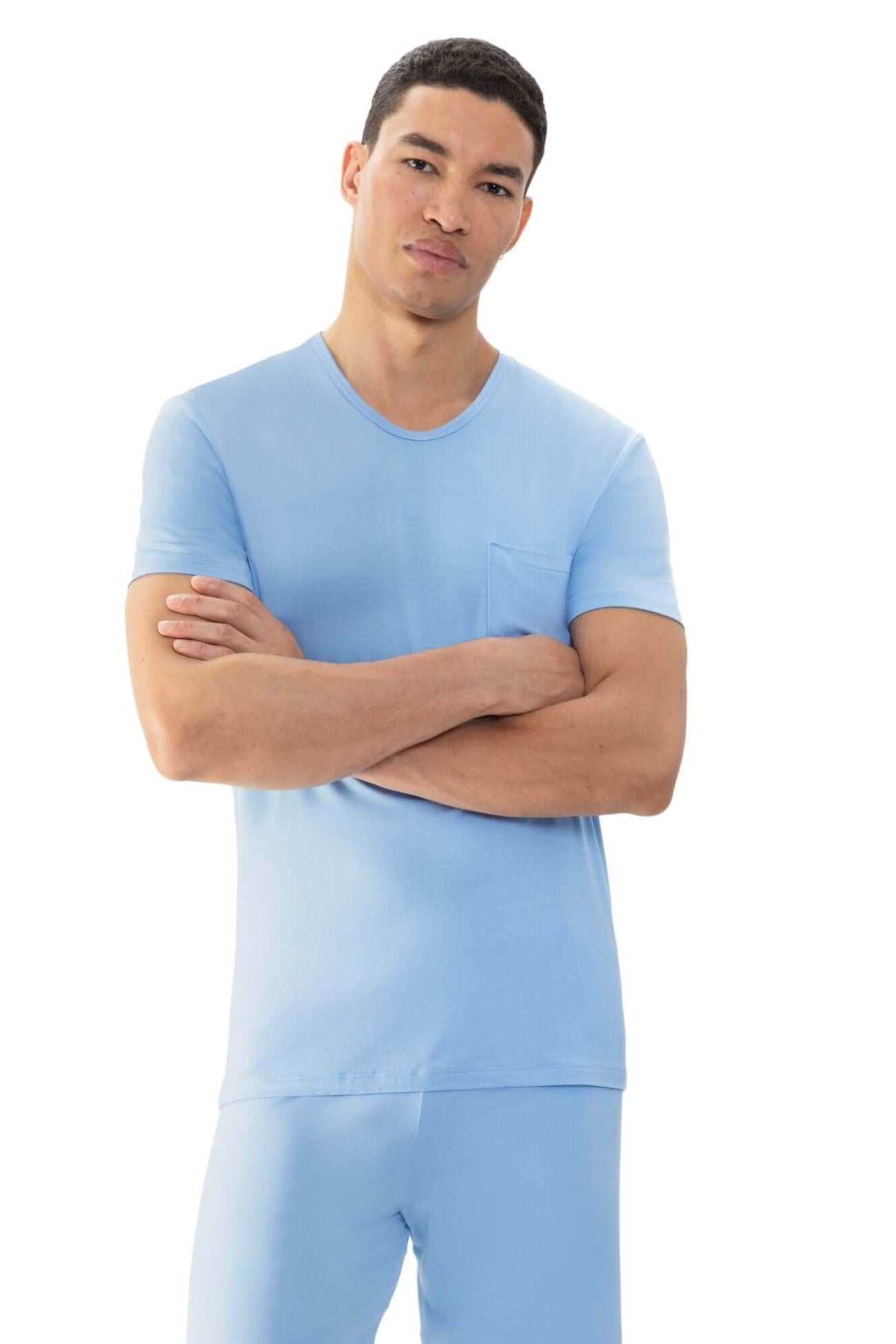 Mey Lounge Shirt korte mouw Jefferson Heren 65630 1252 blue haze