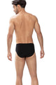 Mey Mini Slip Casual Cotton Heren 49111 123 schwarz, zwarte lage slip van katoen, comfortabele pasvorm achteraan bekeken.