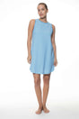 Mey Nachthemd Mouwloos Small Stripes 1230050 268 blue summer, mouwloos nachthemd van 100% katoen in blauw.