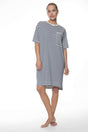 Mey Nachthemd Pure Lines Dames 1230059 895 deep shadow gestreept nachthemd van modal en katoen voor dames.