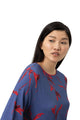 Mey Nachthemd Royal Garden Dames 1230071 1724 astral night, kort nachthemd met ¾ mouwen en satijnen details.