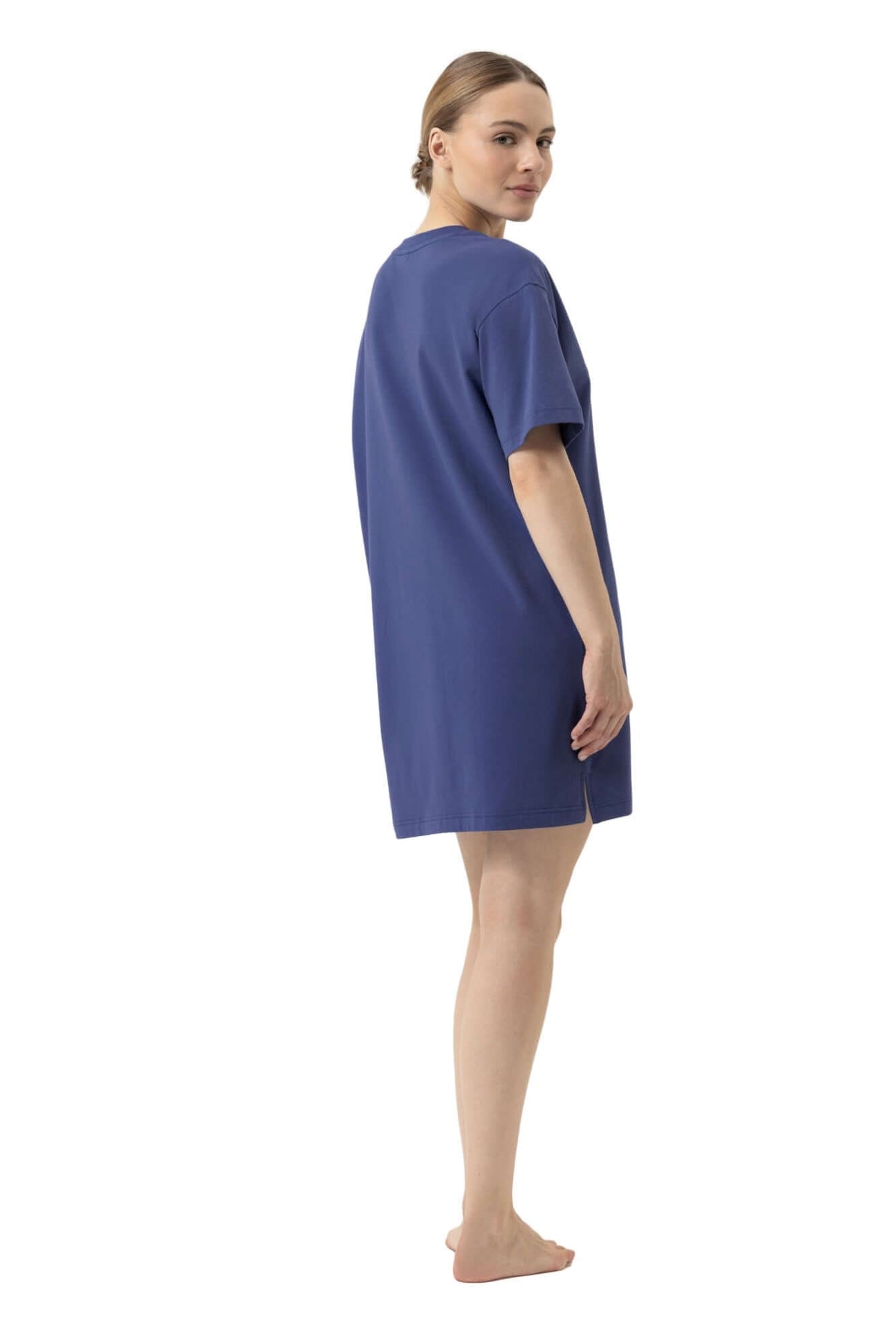 Mey Nachthemd Solid Love Dames 1230110 1724 astral night, kort slaapshirt met korte mouwen in blauw.