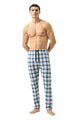 Mey Pyjamabroek Perfect Check Heren 2220052 668 yacht blue in retro stijl met ruitmotief en comfortabele tailleboord.