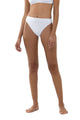 Hooggeknipte witte retro jazz slip met een zachte tailleband, perfect voor comfort en stijl.