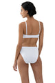 Dame in witte Mey retro jazz ondergoedset, achterkant view, hoge taille en zachte materialen.